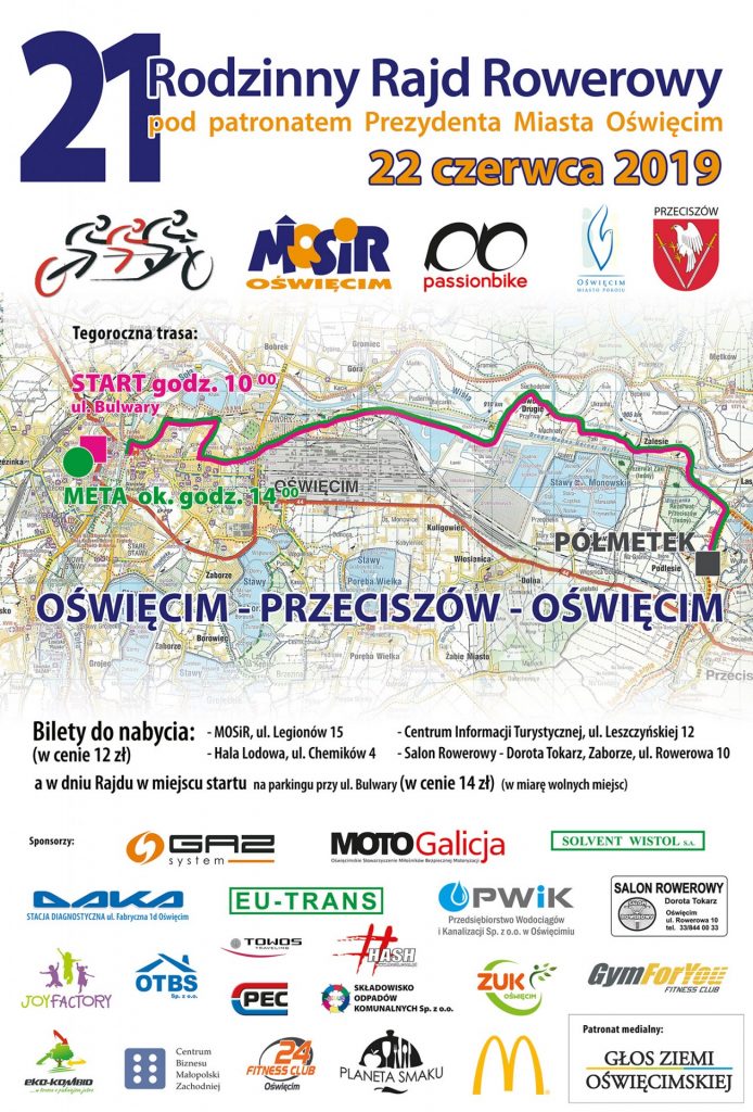 Plakat z opisem trasy i programem rajdu 