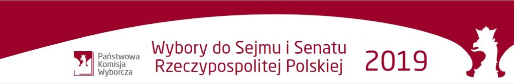 Baner z napisem wybory do Sejmu i Senatu Rzeczpospolitej Polskiej 2019