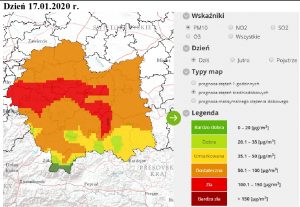 Mapa zanieczyszczeń PM 10