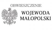 Napis obwieszczenie Wojewody Małopolskiego