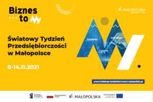 Grafika informacyjna - Światowy Tydzień Przedsiębiorczości w Małopolsce