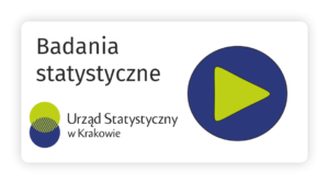Baner z napisem badania statystyczne, Urząd Statystyczny w Krakowie