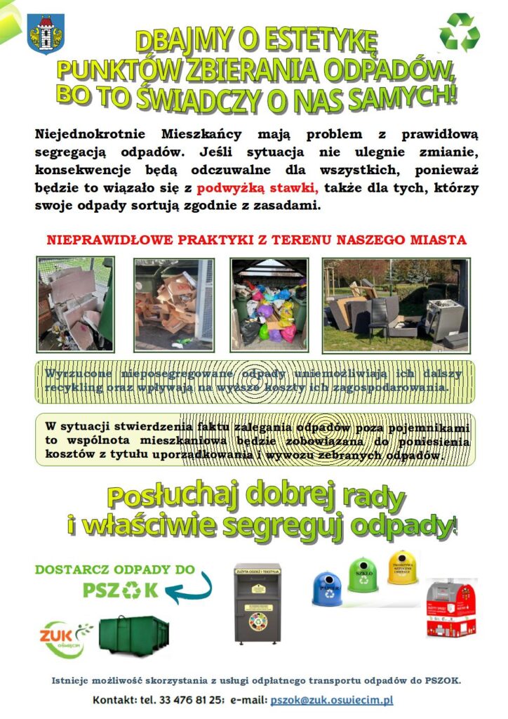 Ulotka z informacją, jak we właściwy sposób postępować z odpadami